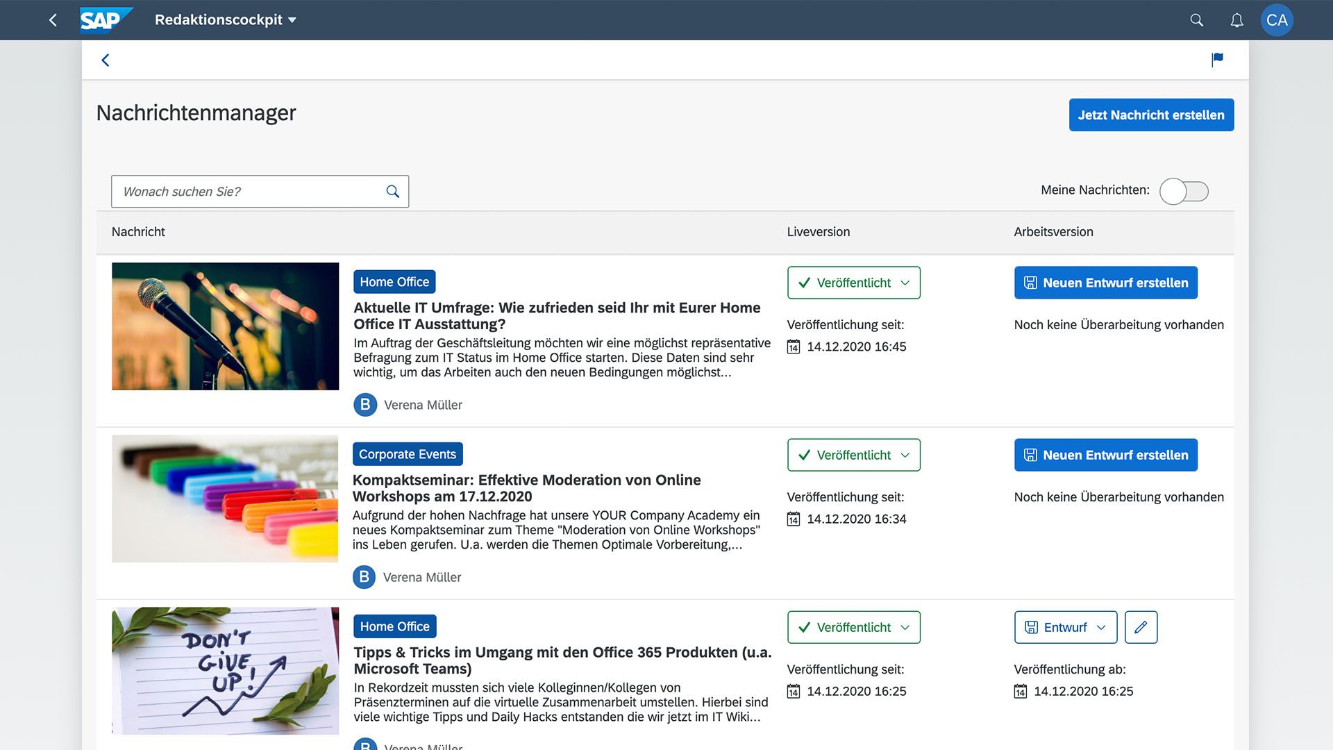 VANTAiO News Manager Redaktionscockpit