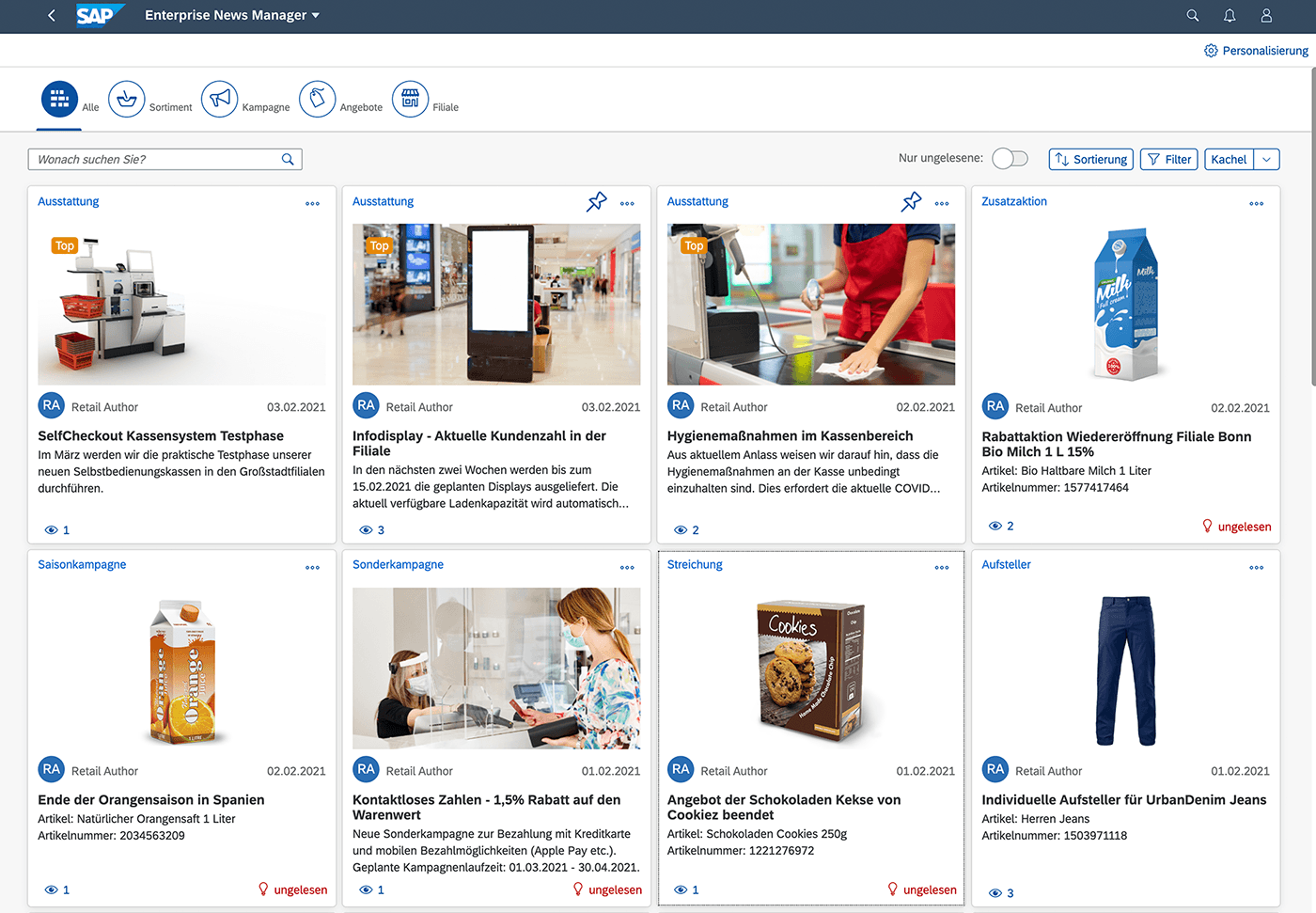 SAP Retail News Cockpit