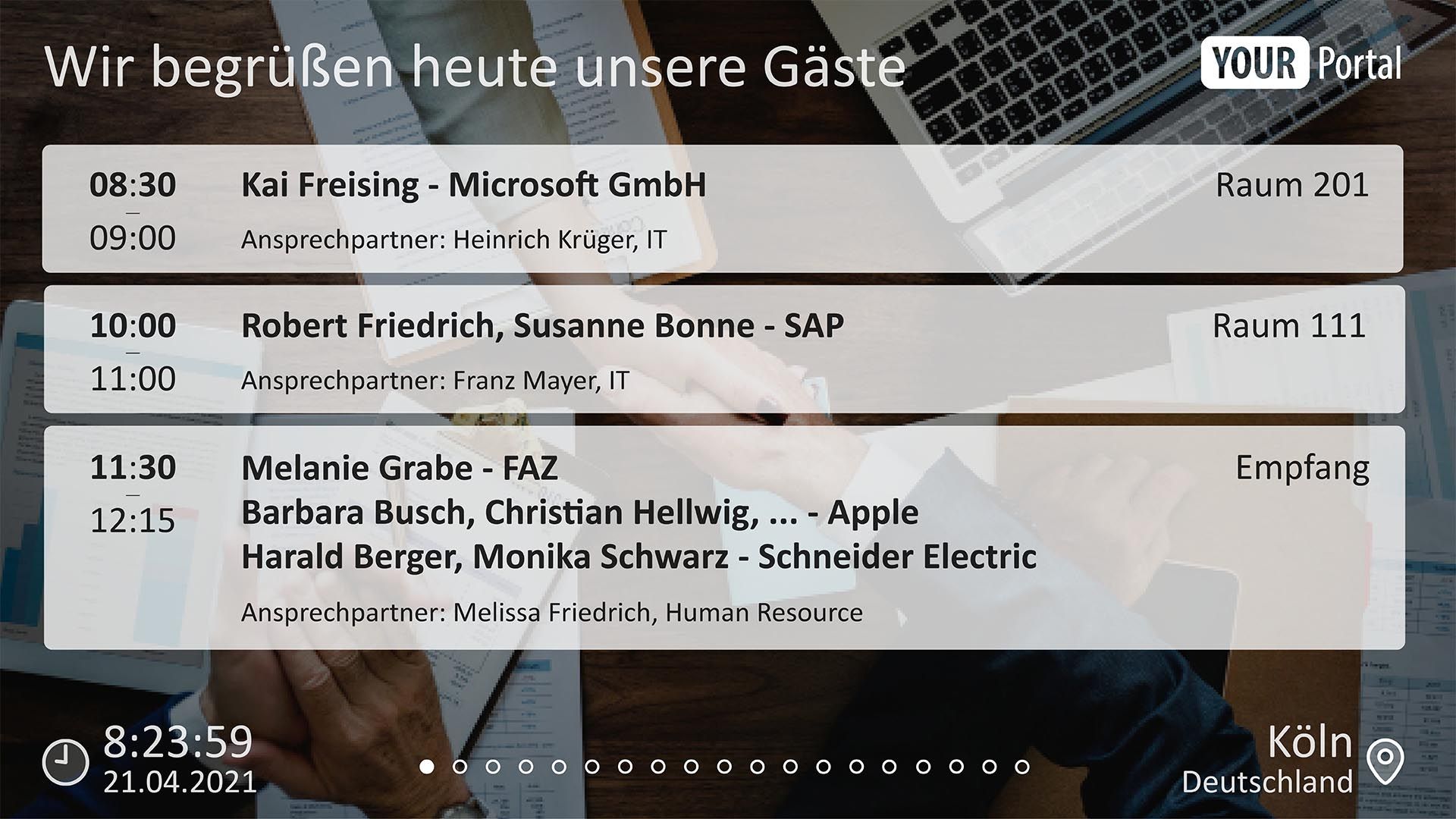 Enterprise TV Display Gästebegrüßung