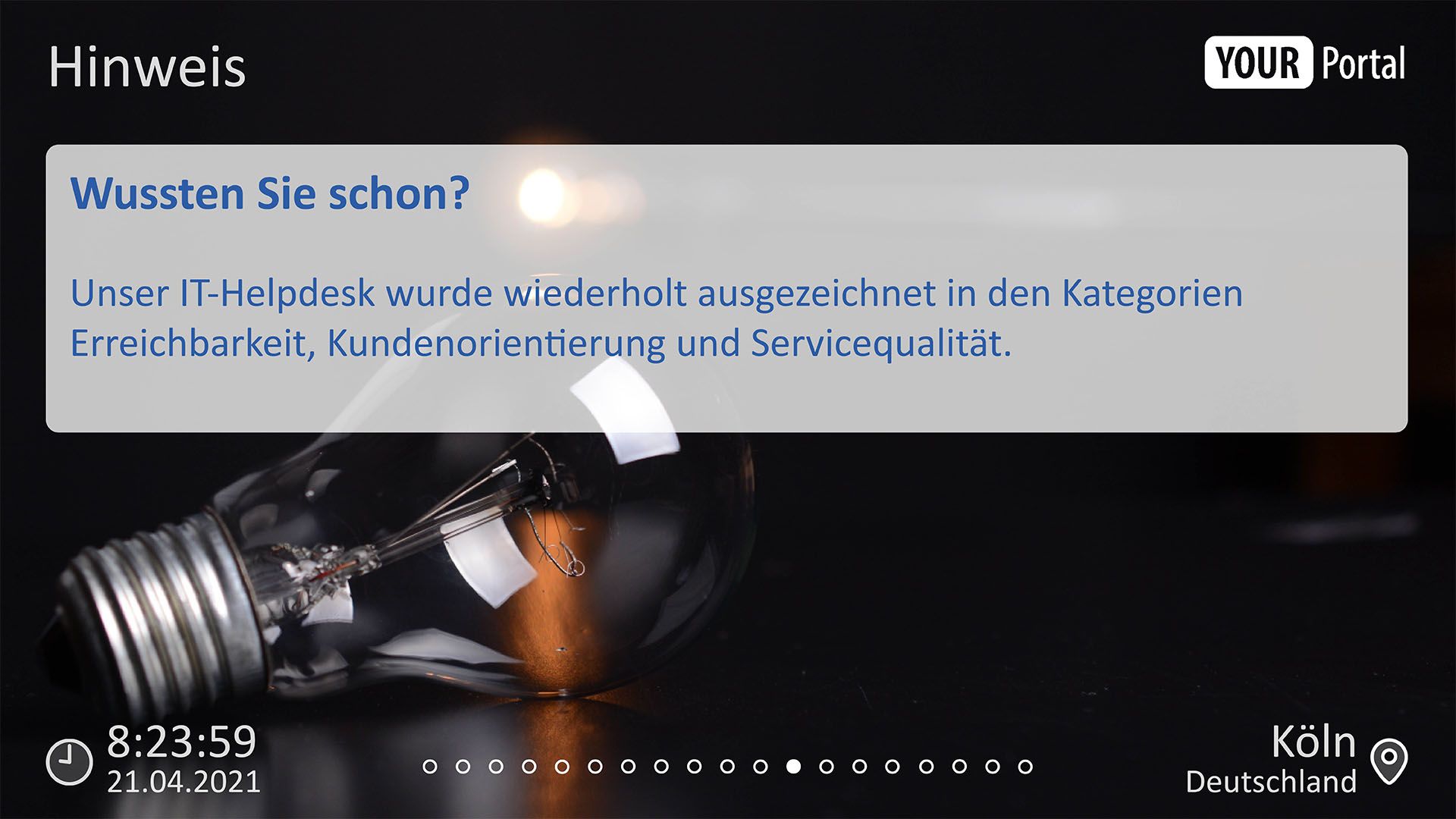 Enterprise TV Display Hinweis