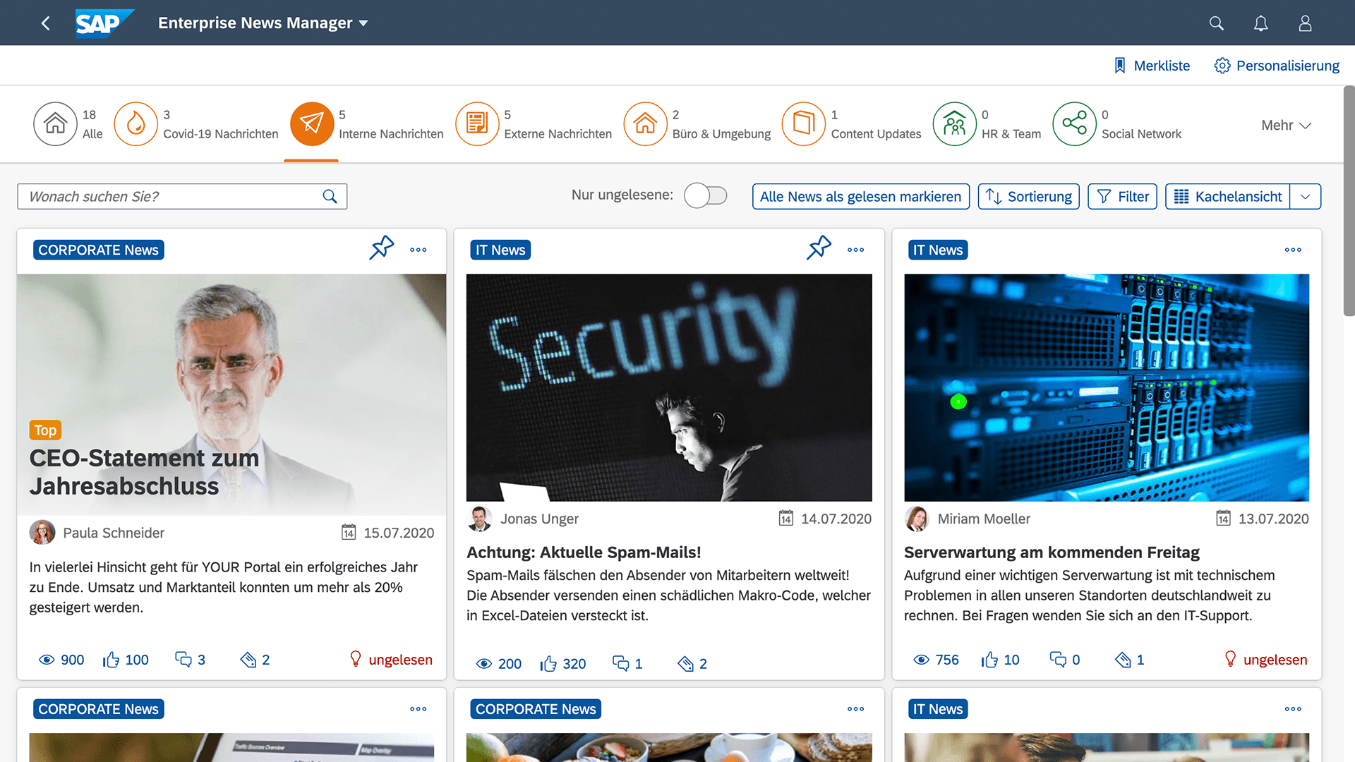 SAP Digital Workplace News Manager